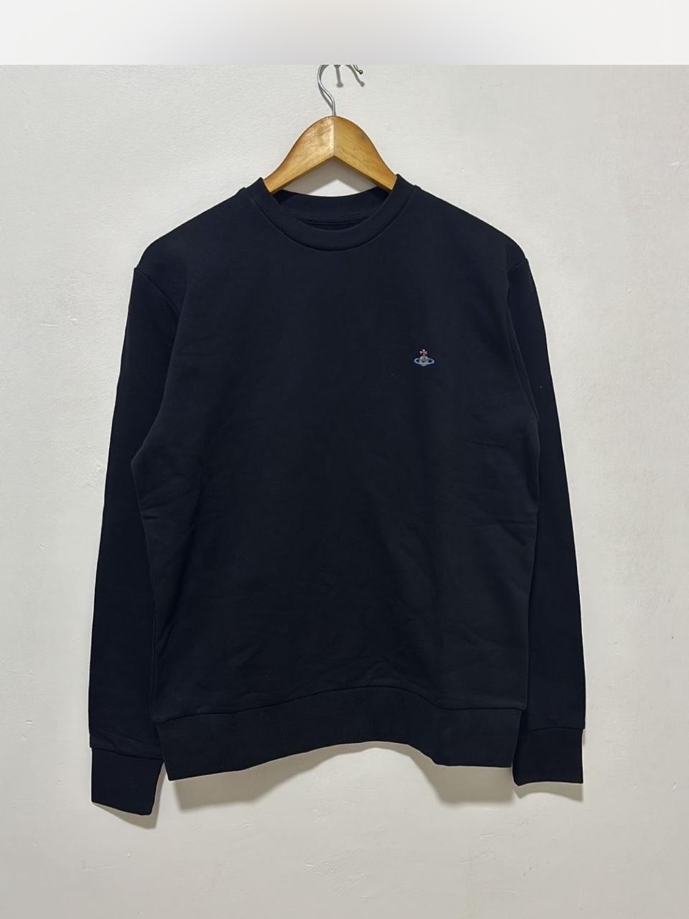 Vivienne Westwood Black Crewneck Sweatshirt with Subtle Orb Logo